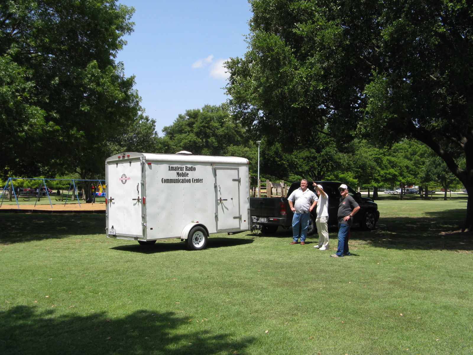 Don, James, and Perry with the communications trailer