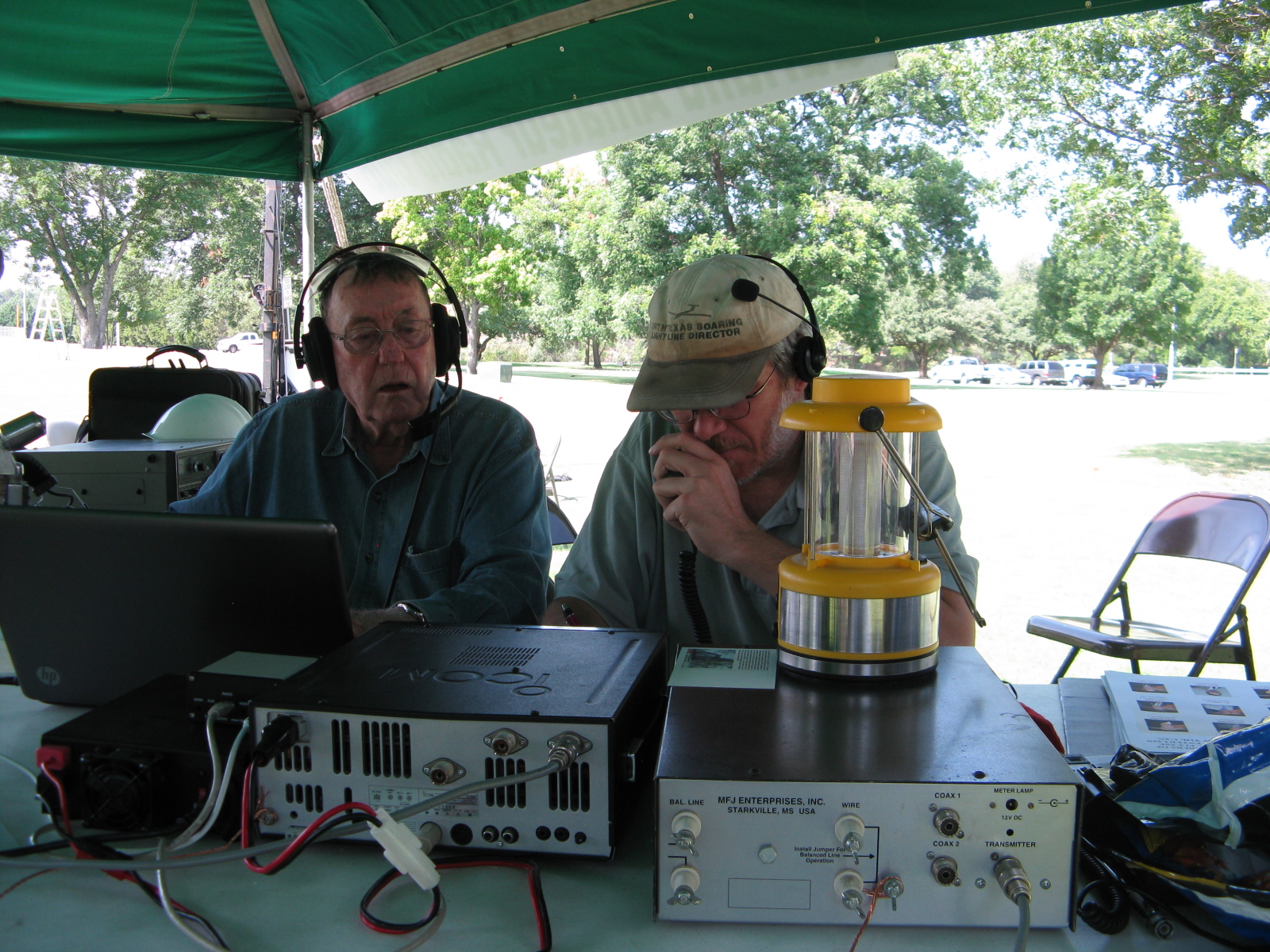 Garland and Willis operating the HF radio