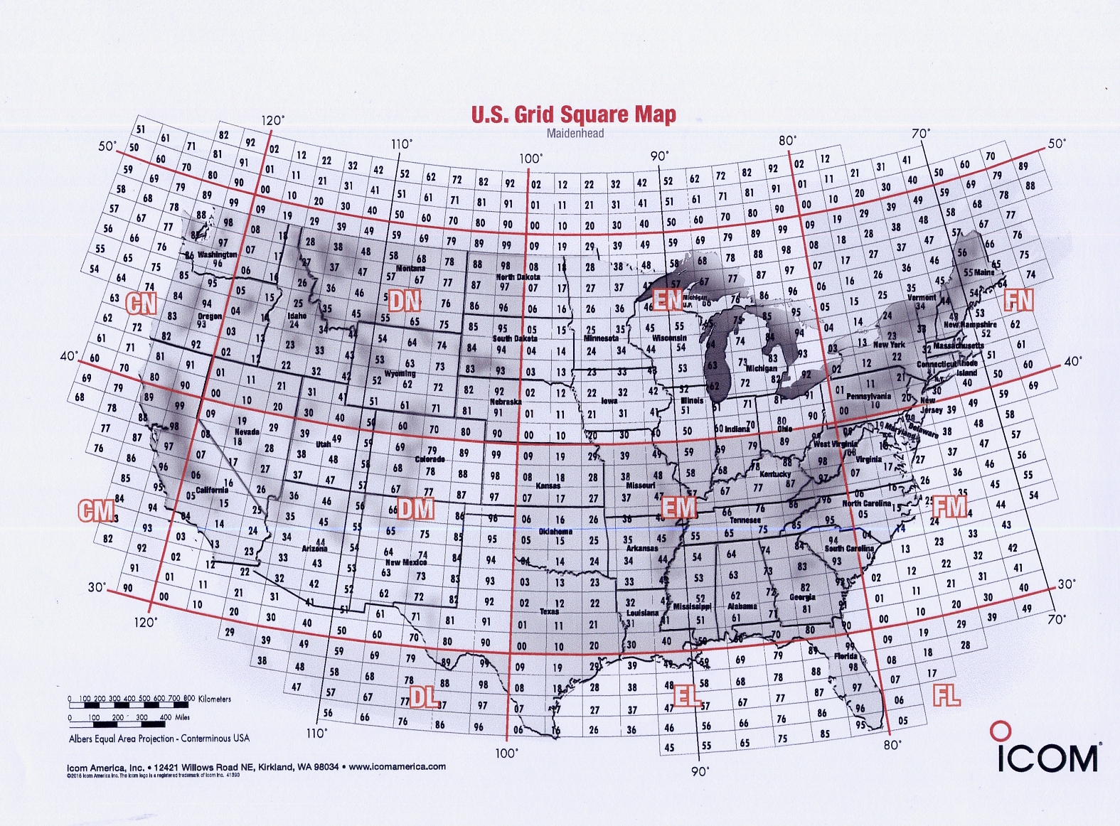 Amateur Grid Square Map-Front