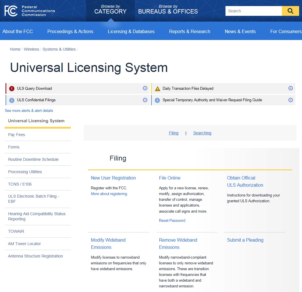 FCC Universal Licensing System