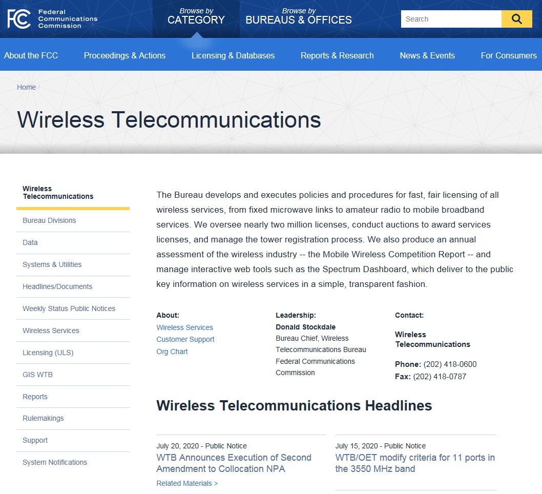 FCC Wireless Telecommunications